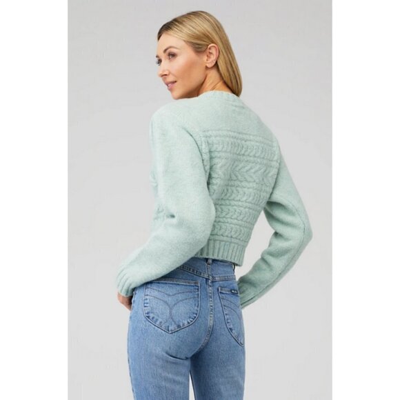 💕FOR LOVE & LEMONS💕 Dominique Shoulder Pad Sweater ~ Green Small S NWT - Picture 8 of 16